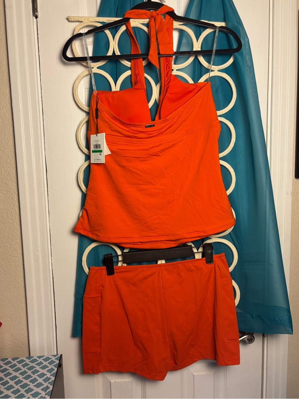 Calvin Klein Bright Orange Women's Tankini Top with shorts bottoms NWT LARGE 🔥 - Picture 6 of 16